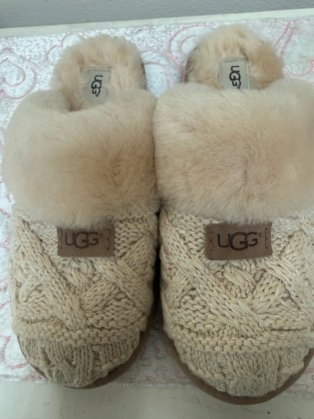 UGG Plush Sheepskin Slide Slippers in Chestnut